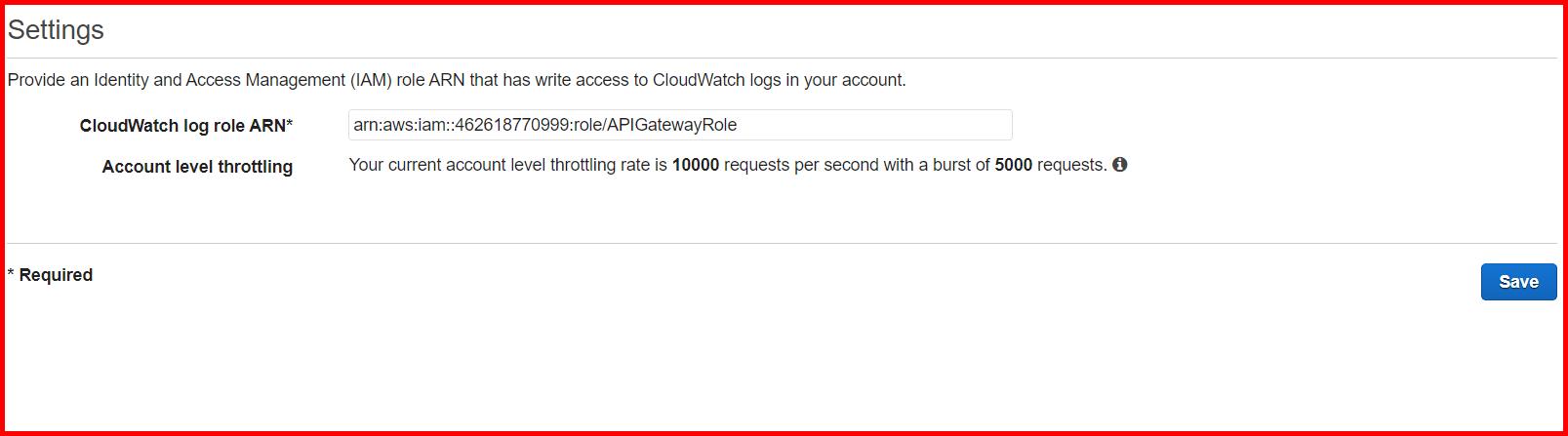 Picture showing adding the role for enabling logging in the CloudWatch